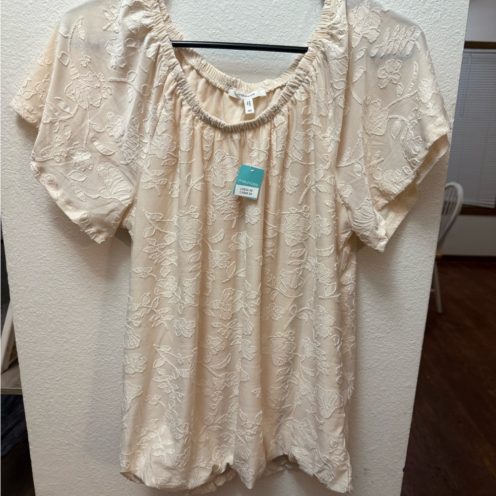 Maurices Cream Floral Lace Blouse